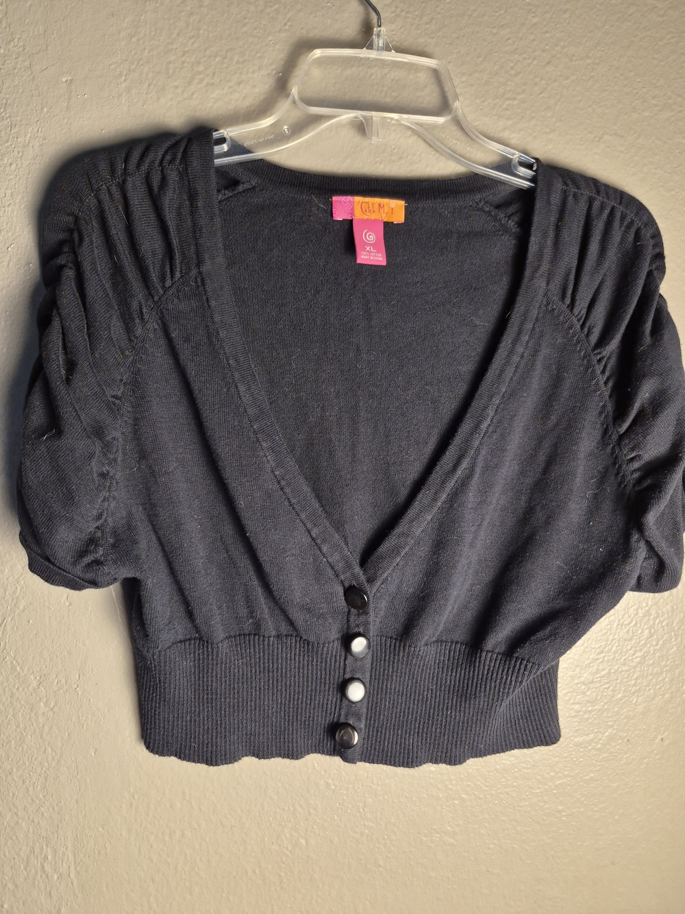 Catch My I Black Cropped Button Cardigan - XL